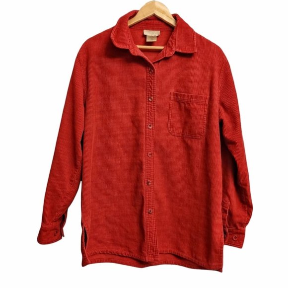 Cotton Ginny Red Corduroy Oversized Jacket Size Large - Picture 1 of 8